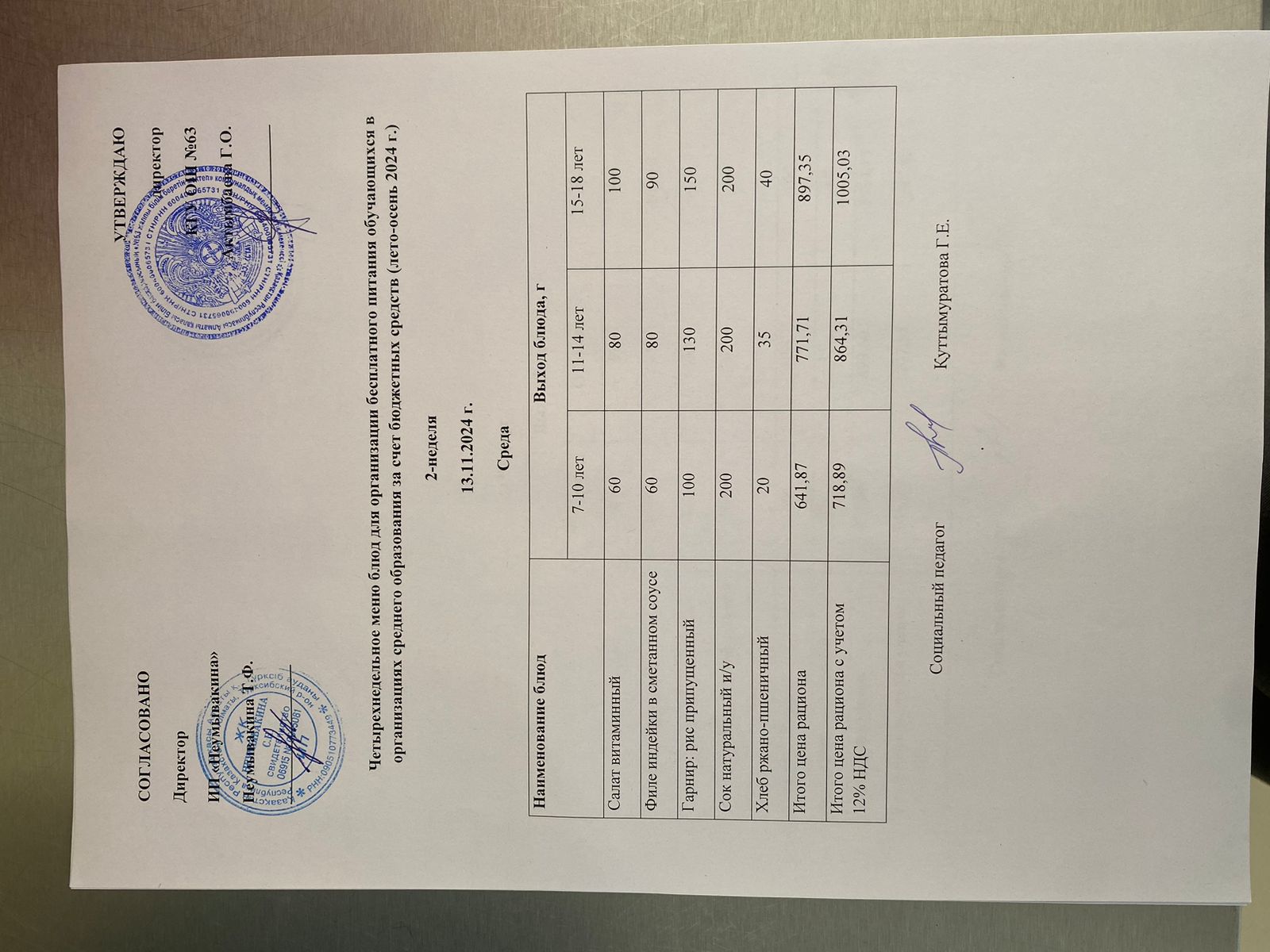 Ас мәзірі 13.11.2024