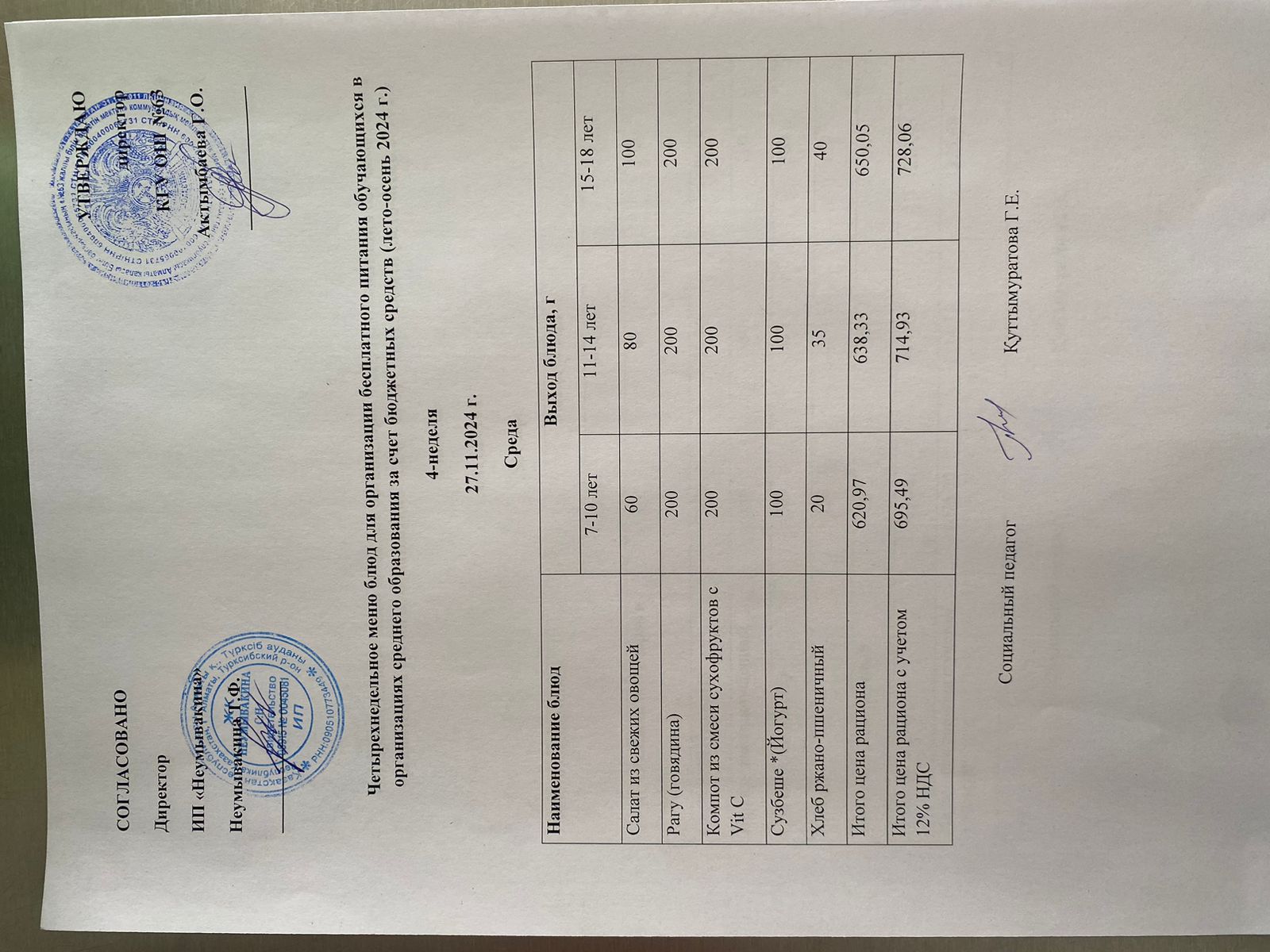 Ас мәзірі 27.11.2024