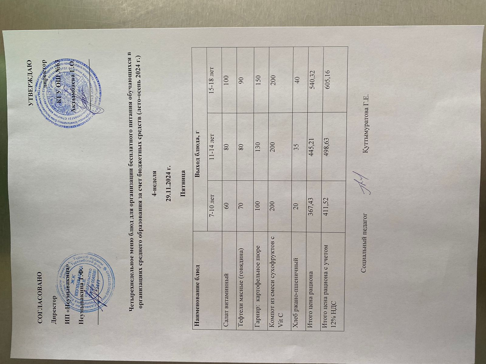 Ас мәзірі 29.11.2024