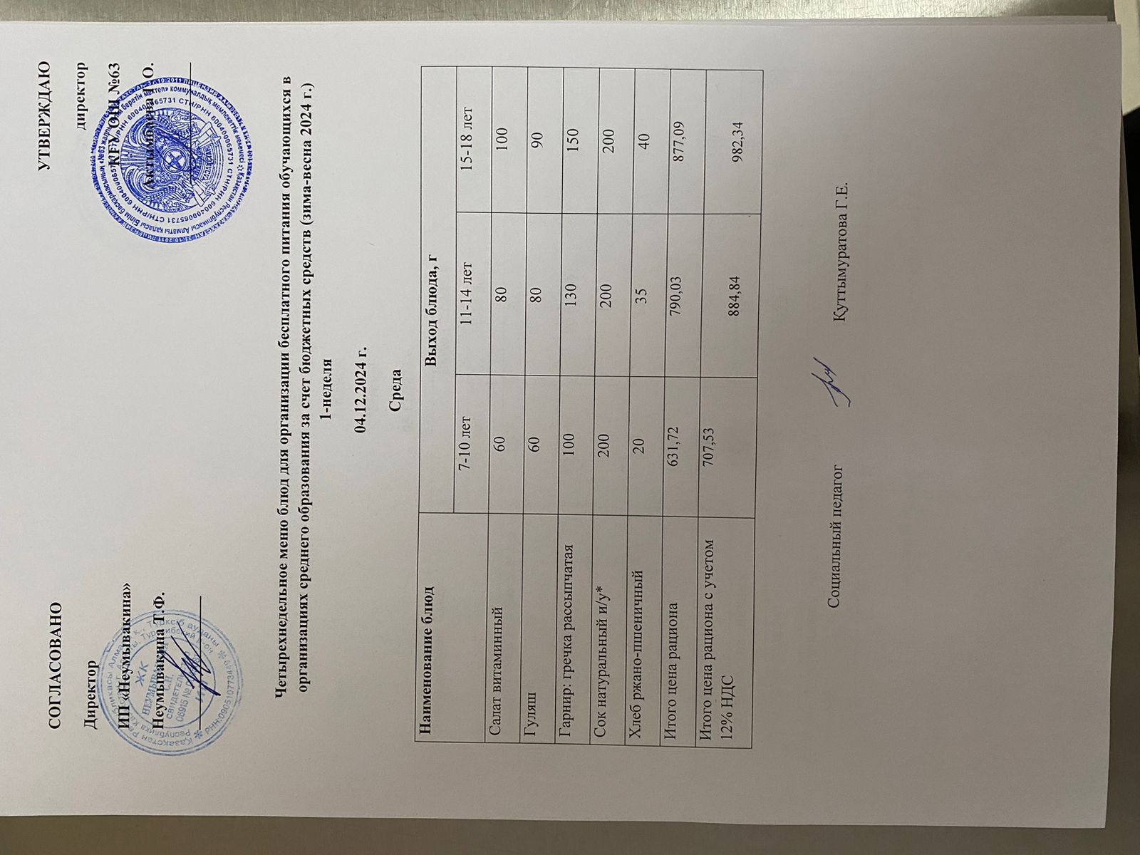 Ас мәзірі 04.12.2025