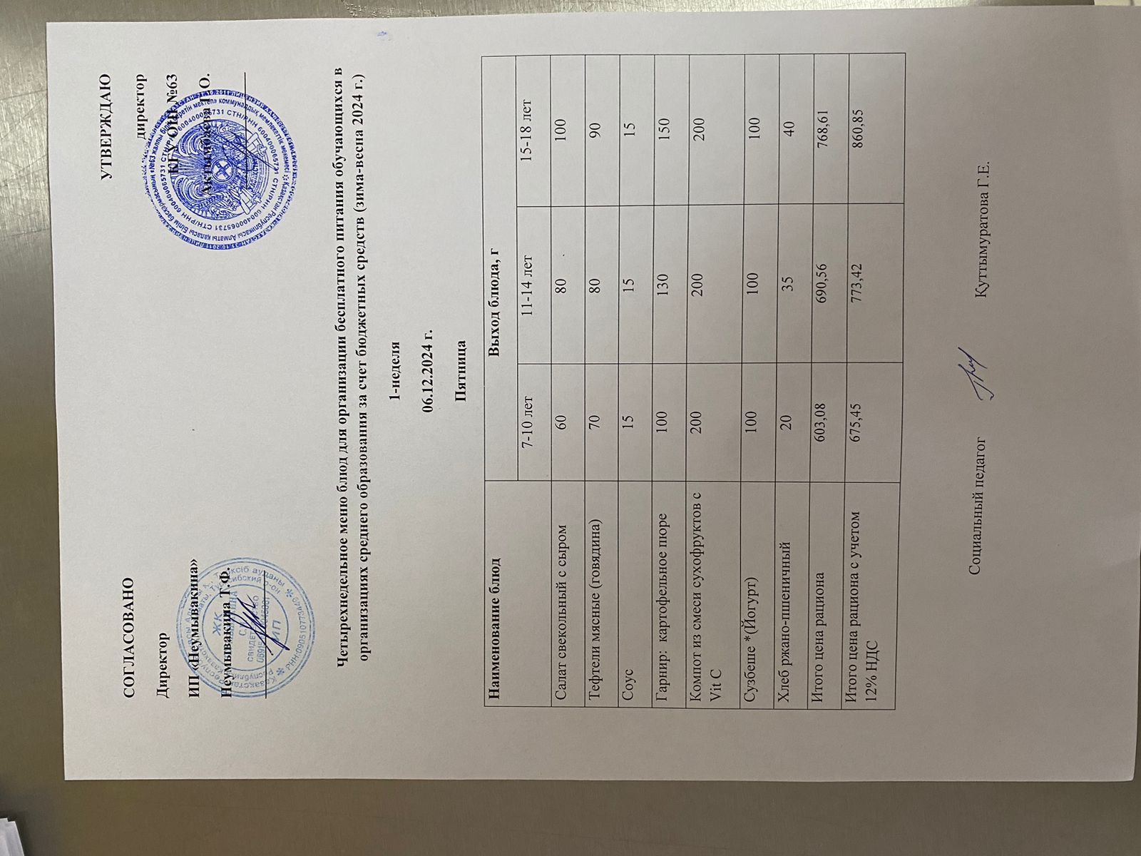 Ас мәзірі 06.12.2024