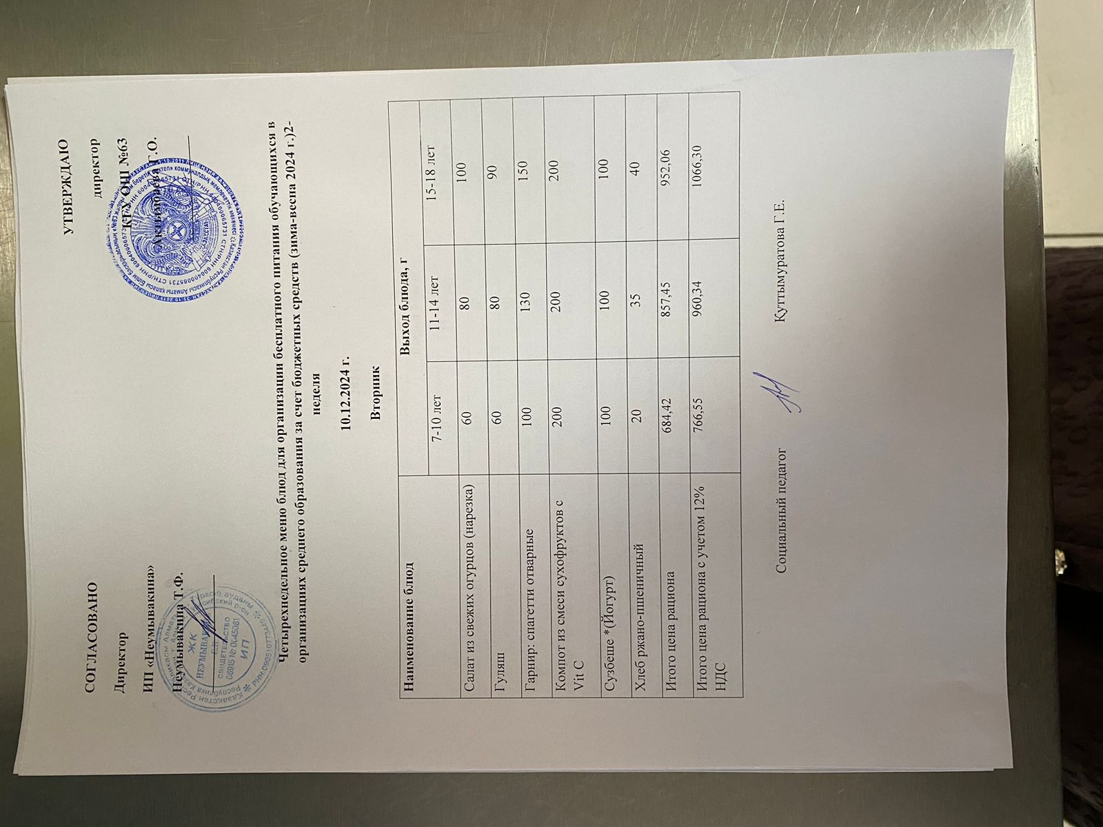 Ас мәзірі 10.12.2024