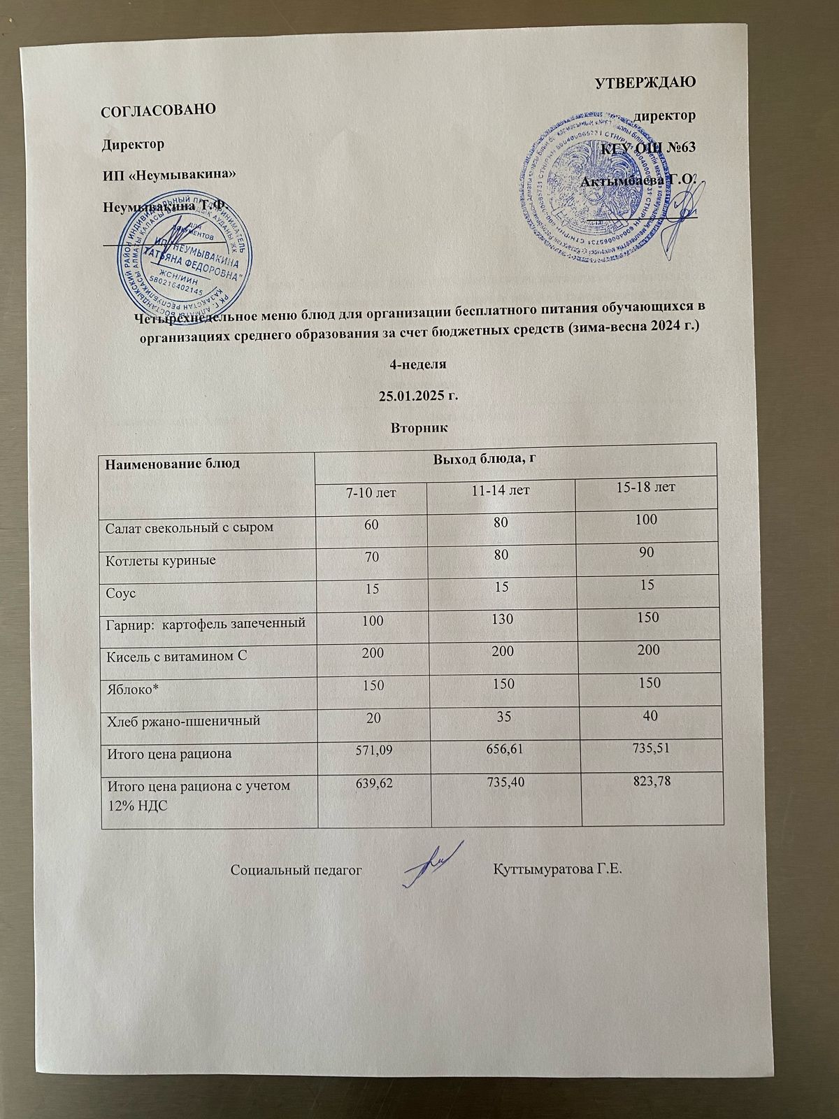 Ас мәзірі 25.02.2025