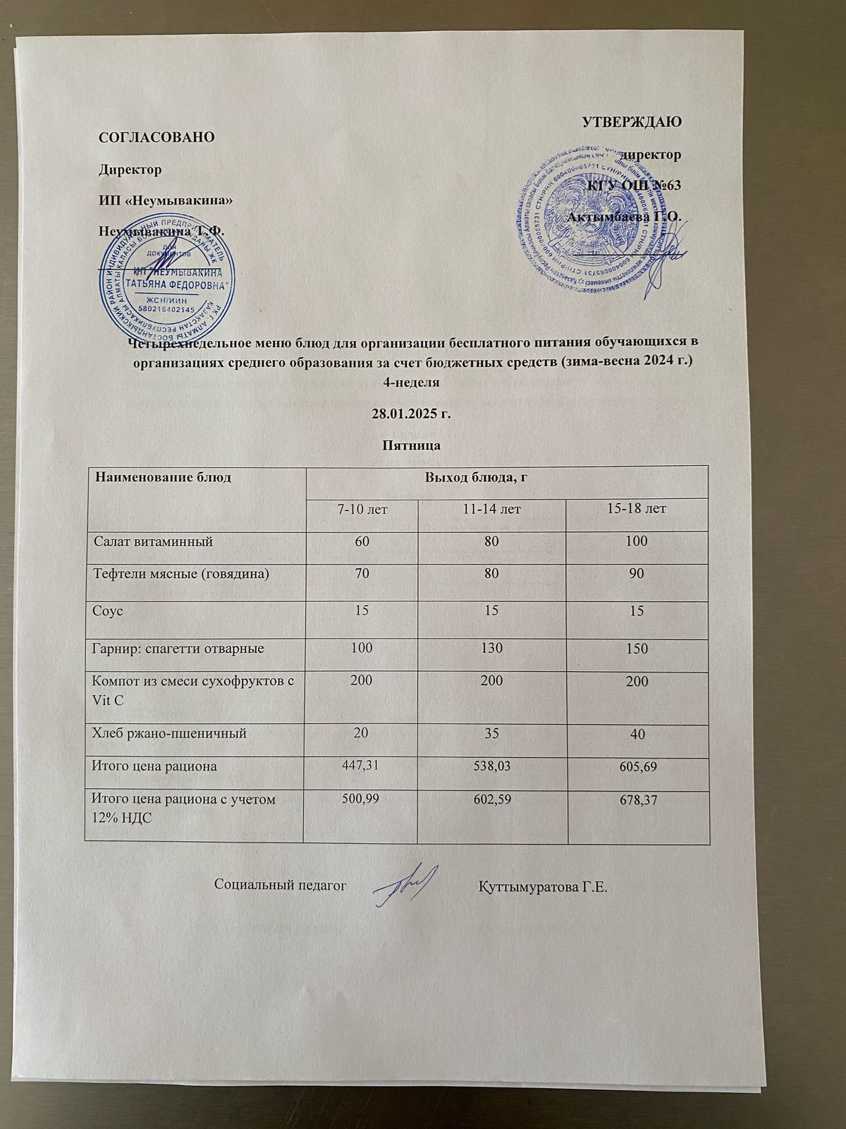 Ас мәзірі 28.02.2025