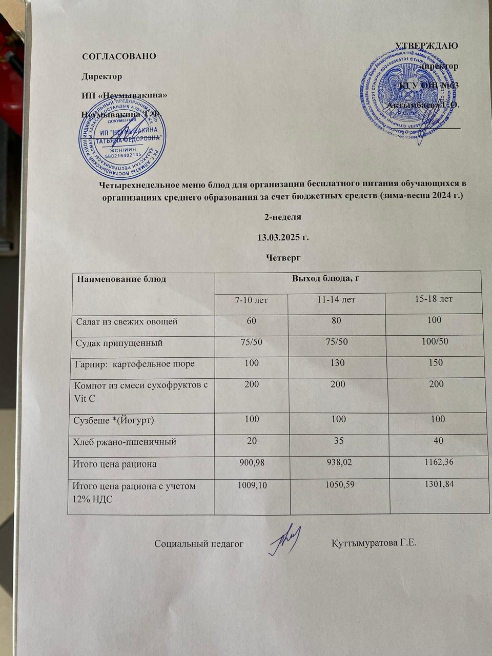 Ас мәзірі 13.03.2025