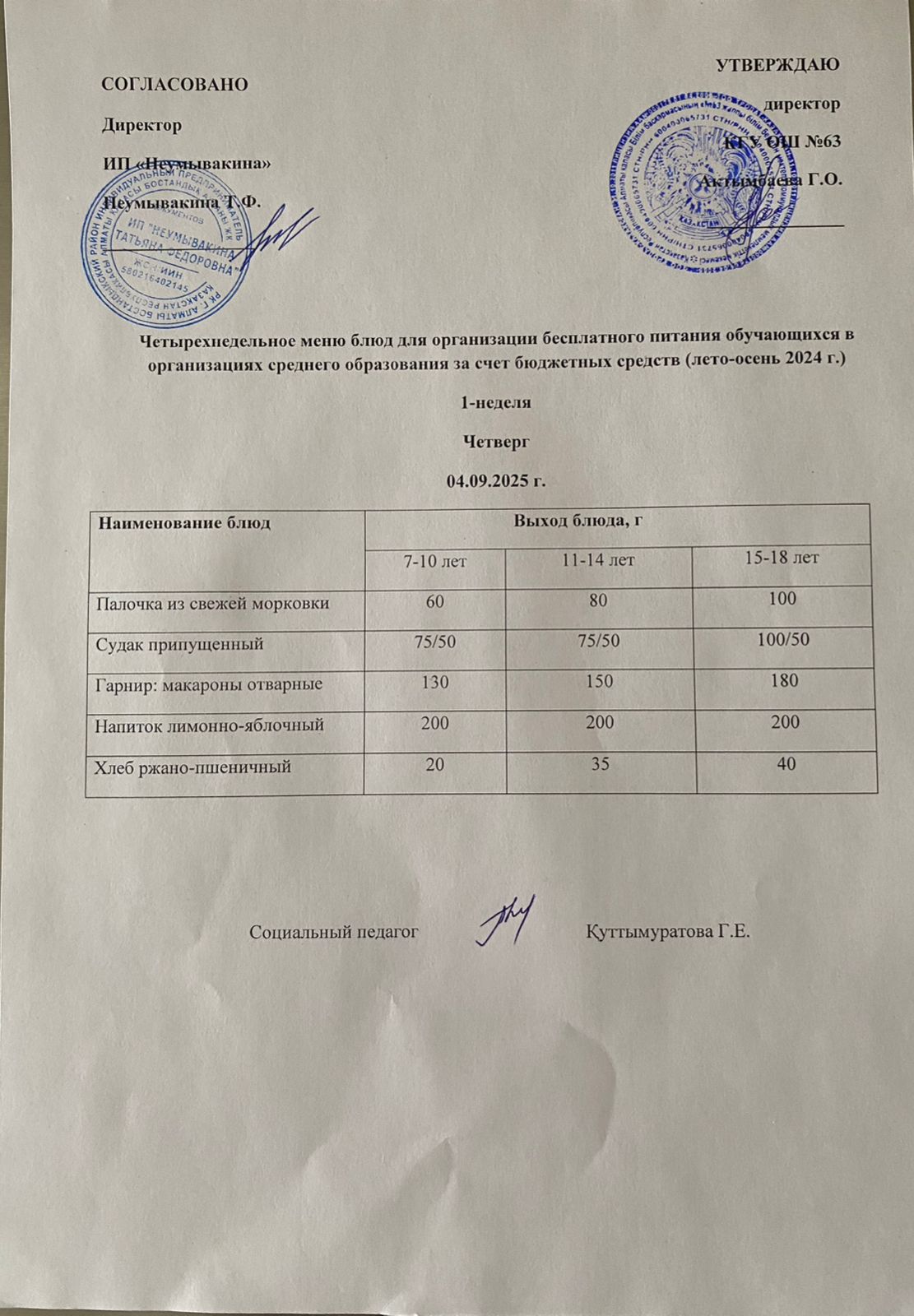 Ас мәзірі 04.09.2025