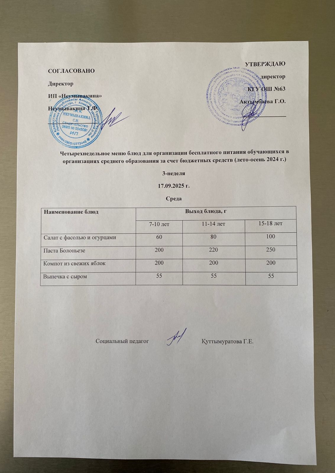 Ас мәзірі 17.09.2025