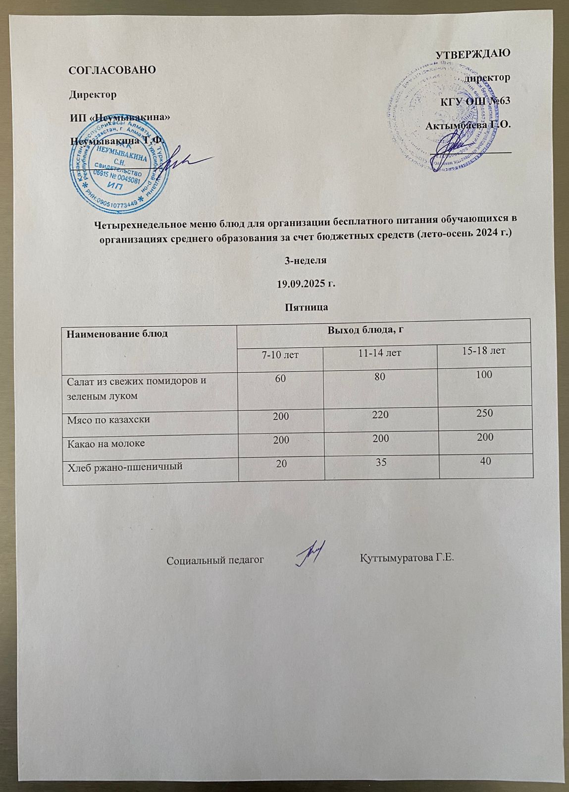 Ас мәзірі 19.09.2025